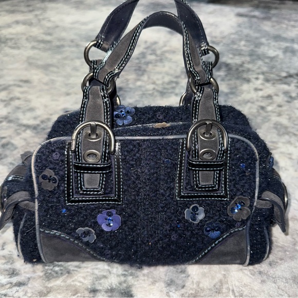Coach Soho Midnight Blue Tweed & Suede Leather Sequin East West Satchel
10071 - Picture 1 of 9
